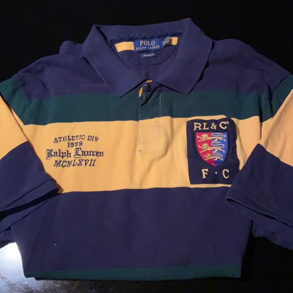 Polo Ralph Lauren Men’s Classic Fit Yellow Patchwork Rugby Shirt NWT